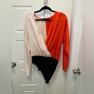 Two tone silky bodysuit